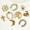 Herradura Grande Europea y Americana Colgante DIY de Acero Inoxidable Colgante de Joyería para Mujer Corazón Cruz Fátima