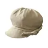 Boina octogonal negra con lazo para mujer, sombrero de pintor nube de verano para cabeza grande, gorra de vendedor de periódicos para adelgazar la cara y proteger del sol