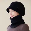 Gorro de Punto Cálido de Otoño e Invierno para Personas de Mediana Edad y Mayores, Gorro de Lana de Una Pieza con Visera de Pato para Viajes al Aire Libre, Protección para los Oídos, Protección para el Cuello, Gorro Cortavientos