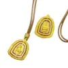 Colgante Dainichi Nyorai Incrustado de Diamantes, Artesanía Antigua en Oro Arena, Patrón de Estatua de Buda Giratorio, Chapado en Oro Cobre, Unisex, Estilo Tendencia Nacional, Retro