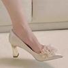 Primavera 2025 Nuevos Tacones Altos de Punta para Mujer Tacón de Aguja Zapatos de Novia Moda Zapatos de Una Capa para Mujer Grande Cong