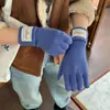 Guantes de Punto de Color Sólido Estilo Coreano Compatibles con Pantalla Táctil para Mujer, Ambiente Invernal, Engrosados, Cálidos, para Ciclismo, a Prueba de Frío, Dedos Separados, Moda Estudiantil
