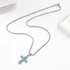 Colgante de Collar Cruz Europea Circonita de Color Lujo Ligero Nicho Gama Alta Estilo Hip Hop Versátil Cadena para Clavícula