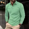 Camisa Polo de Primavera y Otoño Transfronteriza para Hombre, Color Sólido Nuevo, Cremallera, Impresión 3D, Versátil, Casual, Cuello de Solapa, Transpirable, Talla Grande