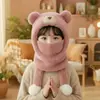 Gorro de Invierno con Bufanda y Mascarilla Integradas, Forrado de Felpa, Gorro Cálido que Protege los Oídos para Niños y Niñas, Gorro de Punto Estilo Oso a Prueba de Frío, Modelo de Invierno