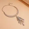 Collar con Colgante de Borla de Pedrería Transfronterizo Europeo y Americano, Cadena para Clavícula de Diseño Nicho, Accesorio de Moda Único y Exagerado