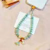 Corrente para celular com contas de ábaco multicoloridas e raiz de Bodhi, pingente de lótus da sorte estilo chinês, acessório de celular com clipe para meninas
