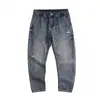 Estilo Verão 2025 Nostálgico Tendência Marca Retro Desgastado Jeans de Nove Pontos Masculino Simples Cintura Média Jovem Versátil Solto