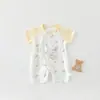 Mameluco de Bebé Verano Algodón Delgado Manga Corta Unisex Ropa de Bebé Pelele de Verano para Recién Nacidos Ropa de Dormir