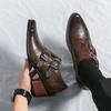 Nuevas botas de hombre de talla grande con tacón alto y puntiagudas que aumentan la altura, zapatos de boda a la moda, zapatos ajustados sin cordones, zapatos de cuero transparente
