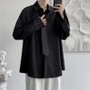 Camisa de diseño de color sólido para hombre, de manga larga, de verano, fina, estilo coreano, moderna, holgada, informal