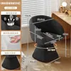 Banqueta para Toucador Estilo Medieval, Cadeira Giratória Retro para Manicure, Cadeira de Maquiagem de Luxo Leve com Encosto para Quarto de Meninas