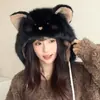 Adorable Gato Mie Gorro con Orejas Peluche Terciopelo Cálido Gorro Lei Feng Niñas Otoño e Invierno Protección para las Orejas Engrosado Cortavientos Gorro para el Frío