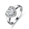 Anillo de Diamante Mosang Forma de Corazón para Mujer Boda Plata Platino Chapado Anillo de Diamante de Simulación Zirconia Anillo de Boda de Pareja