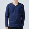 Camiseta de manga larga con cuello en V para hombre Logo personalizado Transfronteriza 200g Algodón Puro Manga Larga Capa Base Estampar Imagen Camiseta de manga larga para hombre