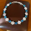Pulseira vintage de segunda mão com fecho redondo de flor de zircônia banhada a ouro real, pulseira de luxo leve nicho, acessório de pulso requintado