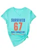 Sobreviveu 67 mano estação europeia ebay amazon moda personalidade divertido feminino gola V manga curta camiseta