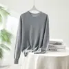 Otoño e Invierno Cuello Redondo 100% Cachemira Pura Tejido de Punto Color Sólido Versátil Camisa Básica Estilo Simple Suéter de Punto Top de Manga Larga