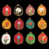 Colgante Serie de Flores Pintura al Óleo DIY Joyería Esmaltada Estilo Retro Francés Accesorios Collar Bolsa Llavero