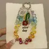 Cadena de Teléfono con Colgante de Llavero Arcoíris de Verano Degradado Fresco con Cuentas Accesorio Versátil Suave Colorido de Gama Alta