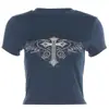 Estilo Europeu e Americano Moda Verão Feminina Camiseta de Manga Curta Casual Hot Girl Slimming Top Curto Design com Sensação Estampagem de Strass