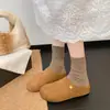 Edição Couro de Vaca Chegada Nova Outono Feminino Bico Redondo Slip-on Duas Formas Sapatos Birkenstock Moda Estilo Coreano Retro Versátil Batata Pequena