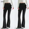 Pantalones de yoga acampanados para mujer talla grande con cintura alta, control de abdomen y diseño de dos piezas falso, adecuados para Pilates y fitness
