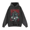 Sudadera con capucha estilo high street americano, lavada y desgastada, con estampado de anime, talla grande, unisex, marca de moda, manga larga, en stock, comercio exterior