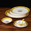 Prato de melamina prato raso de plástico prato de serviço imitação de porcelana estilo palácio esmaltado de hotel prato de louça talheres criativos para restaurante
