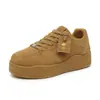 Tênis Casuais Esportivos de Couro Estilo Casal, Novos Tênis de Cadarço Baixo para Primavera e Outono, Moda Tendência com Solado Grosso Aumentador de Altura