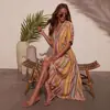 Estilo Europeo y Americano Bata Suelta Chaqueta de Playa Vestido Largo para Protección Solar de Vacaciones en la Costa Vestido Túnica para Bikini para Mujer