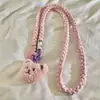 Lindo e Fofo Pingente de Urso Rosa Capa de Celular Cordão Diagonal Longo Cinta Torcida Viagem Exterior Universal Novo Estilo