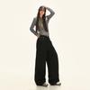Jeans Laranja Infantil # Preto Puro Elegante, Relaxado, de Perna Larga para Mulheres, Solto, Justo, Personalizado, Tendência e Versátil, Calça Reta