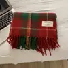 Cachecol Vermelho de Natal Retrô para Mulheres Inverno Xadrez Engrossado Quente Imitação de Caxemira À Prova de Frio Protetor de Pescoço Cachecol de Estudante de Alta Qualidade