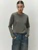 Camiseta de manga larga transfronteriza, estilo europeo y americano, primavera y otoño 2026, camiseta versátil de cuello redondo para el hogar y el trabajo, algodón orgánico, ropa casual transfronteriza