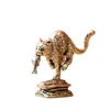 Gato de Latão Puro Segurando Peixe Gato Selvagem Atacando Peixe Gatinho Pescaria Retro Cultural Criativo Presente Decoração Artesanato de Mesa Ornamento de Cobre