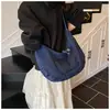 Bolsas Jeans Femininas Atacado Transfronteiriço, Bolsa Transversal de Ombro Casual Simples de Grande Capacidade Versátil para Mulheres, Bolsa Feminina Meia-Lua