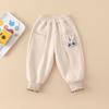 Pantalones de Encaje de Dibujos Animados para Niña Primavera y Otoño 2025 Nuevos Pantalones Casuales para Niños Pantalones de Conejo de Color Sólido para Bebé Lindos