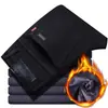 Preço Especial para Revenda Direta Peça Única Jeans Masculino Grosso de Perna Reta com Forro de Fleece, Calças Longas Quentes Stretch da Moda para Adolescentes