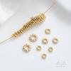 Bolsa para retención de color 14K oro real patrón martillado anillo de agujero grande espaciador anillo cerrado anillo para cordón accesorios para pulsera de cuentas hecha a mano DIY
