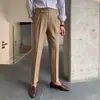 Novedad 2024 Pantalones Rectos de Cintura Alta Estilo Británico Nápoles Hechos en Casa para Hombre Pantalones Casuales de Moda de Otoño