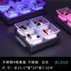 Estante de barra led luminoso para platos de frutas barra transparente plato de frutas creativo de tres niveles plato para postres frutas bocadillos compartimento comercial