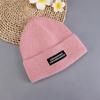 Nuevo Estilo Tejido para Mujer Etiqueta de Letra Otoño e Invierno Cálido Sombrero de Lana Rizos Envolventes Protección para las Orejas Sombrero para el Frío Gorro Jersey Moderno