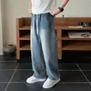 Novo estilo, jeans de sarja azul vintage, corte solto, plus size, efeito emagrecedor, casual, versátil, comprimento longo, calça de perna reta da moda