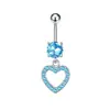 Piercing Transfronteiriço Série Azul de Aço Inoxidável Anel de Umbigo Pingente Olho do Diabo Anel de Umbigo Zircônia Micro-Incravada Joia de Piercing