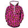 Moda Masculina de Comércio Exterior Transfronteiriço Nova da Amazon Suéter Casual com Capuz Estampado de Leopardo 3D Cor Contrastante