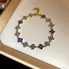 Rima da Pérola Qionghua! Pulseira Redonda de Zircônia Colorida Olho de Gato Estilo Suave e Simples Anel de Mão Design de Nicho Joia para Mão