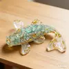 Ornamentos de Pedra Triturada de Cristal Natural e Resina em Formato de Peixe e Carpa para Decorar Mesas de Escritório, Presentes e Decorações de Carro