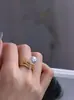Anillo de Perla con Corona de Zirconia 5A de Diseño Exclusivo, Completamente Incrustado de Diamantes, Exquisito Anillo Abierto Ajustable, Transmisión en Vivo, Al por Mayor en Stock