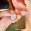 Pendientes de Acero de Titanio Médico con Sensor de Hielo y Piedra Natural Ágata Jade Perla Redonda Pendientes Sencillos para Mujer Bombilla Bola Pendientes